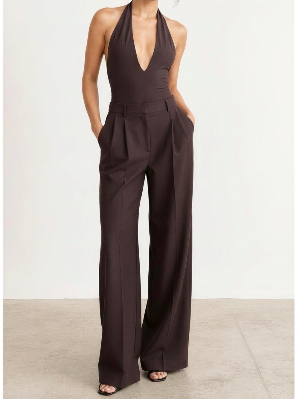 KOOKAÏ Opal Adjustable Wide-Leg Pants, Mahogany, FR34/US2